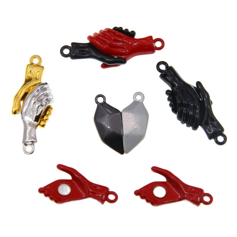 Magnetic Couple Matching Necklaces - 25 セット愛好家マッチング友情ハートペンダントカップル磁気距離ファセットハートペンダントネックレスジュエリーアクセサー