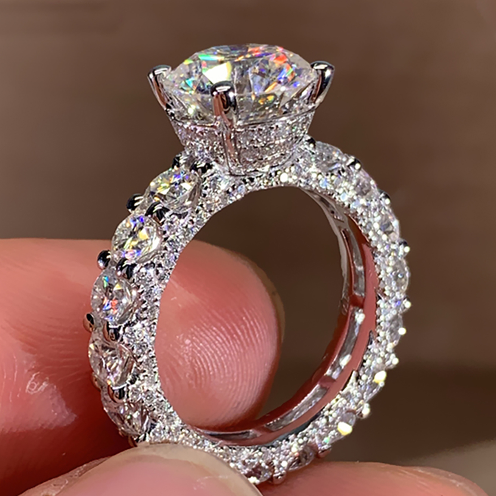 Moissanite Engagement Ring 1 Carat - カスタムソリッド18K Au750ホワイトゴールド女性用ウェディングパーティー婚約指輪1 2 3 4 5カラットラウンドモアッサナイトダイヤモンドリング高級