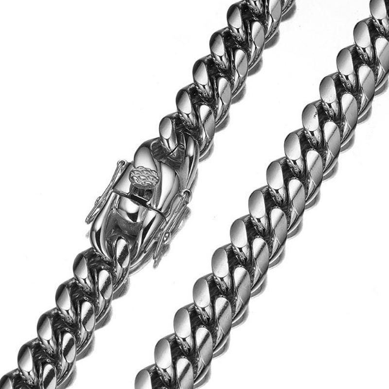 男性と女性のためのステンレス鋼のネックレス,リンクチェーン, - Cuban Link Chain 12Mm のレビューと価格