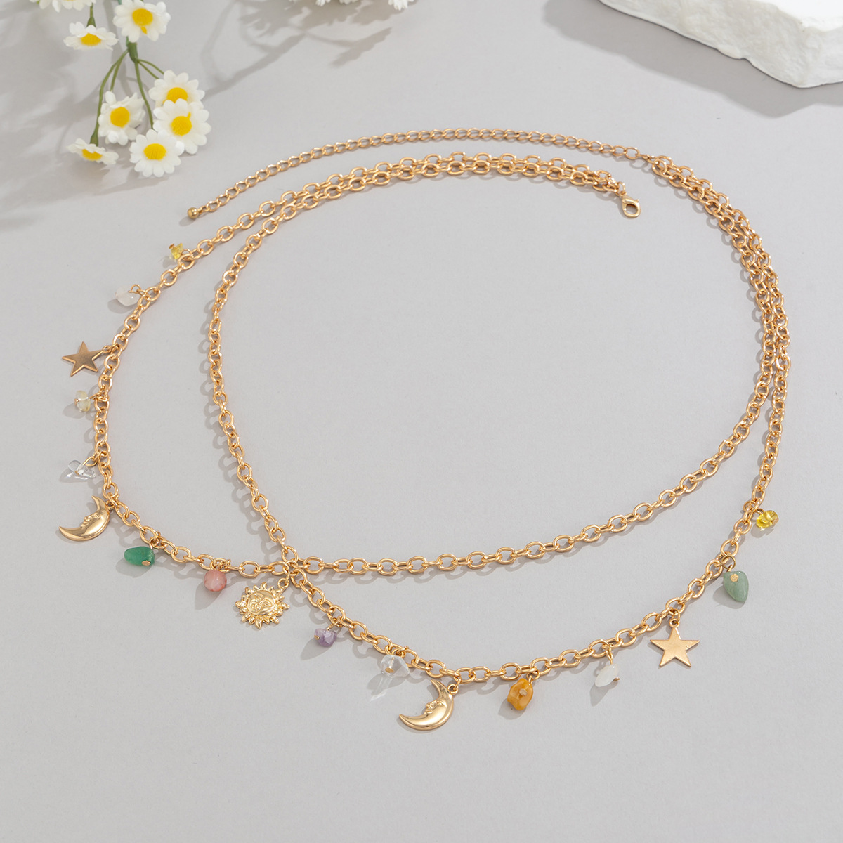 自由奔放に生きるスタームーン太陽ペンダントウエストチェーン  - Body Jewelry のレビューと価格