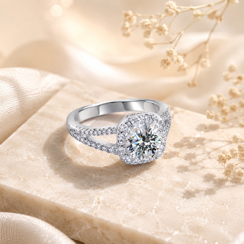 大人気！100％S925シルバー製、輝きを増した1カラットの - Moissanite Engagement Ring 1 Carat のレビューと価格
