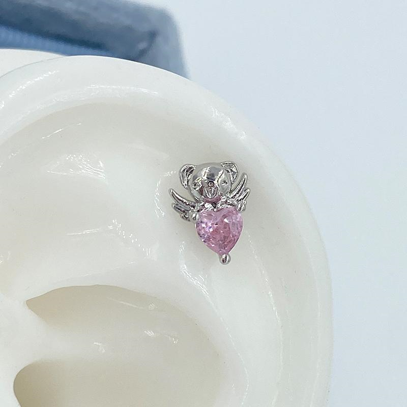 1 個光沢のあるピンクジルコン 316L ステンレス鋼の耳の - Body Jewelry のレビューと価格
