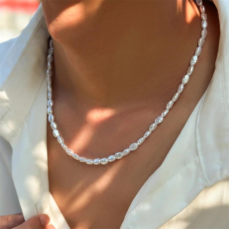 新しいファッションシンプルなイミテーションパールチョーカーネ - Pearl Choker Necklace Vintage のレビューと価格