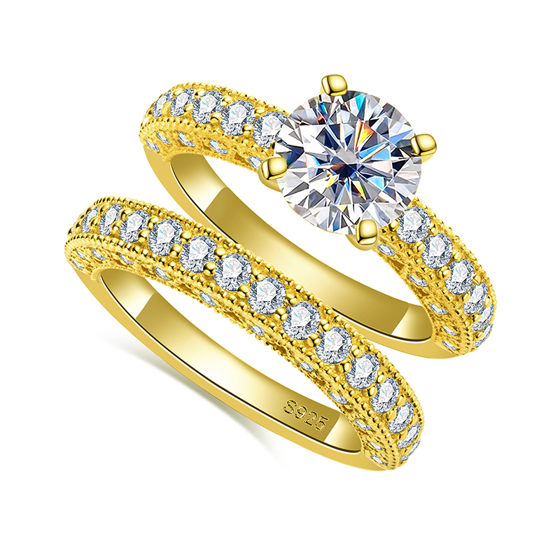 女性用リングセット 925スターリングシルバー 1カラット  - Moissanite Engagement Ring 1 Carat のレビューと価格