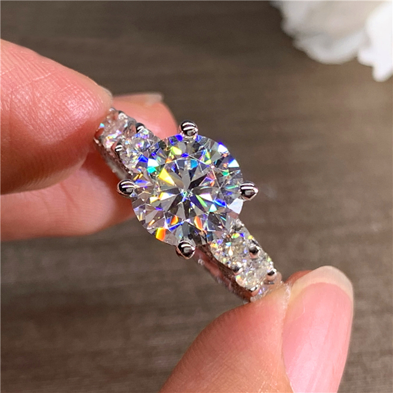 カスタムソリッド18K Au750ホワイトゴールド女性用ウェ - Moissanite Engagement Ring 1 Carat のレビューと価格