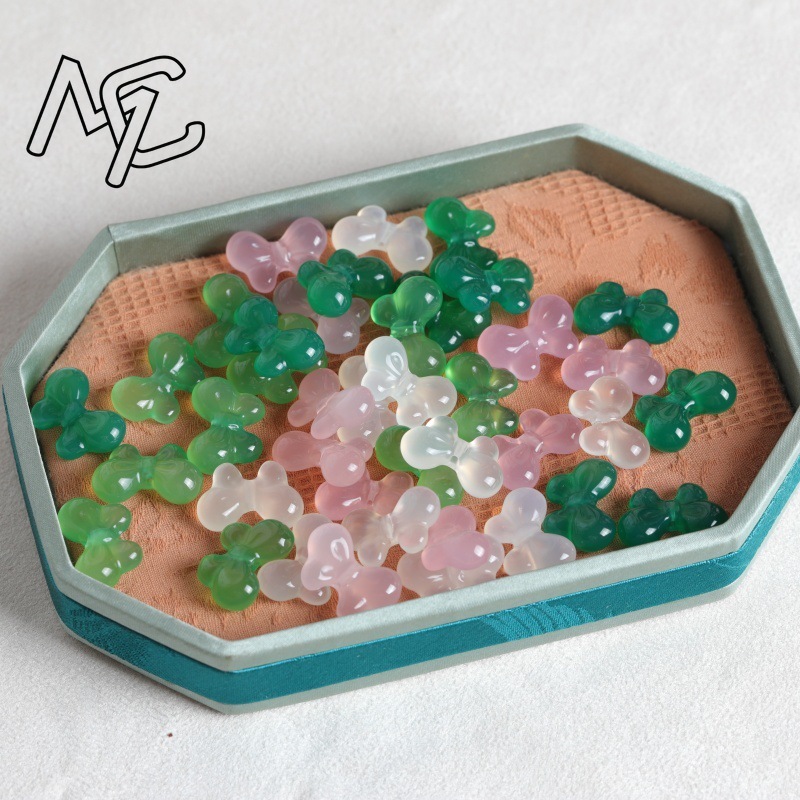 2PC 天然カルセドニー両面蝶ネクタイ DIY ペンダントビ - Earrings のレビューと価格