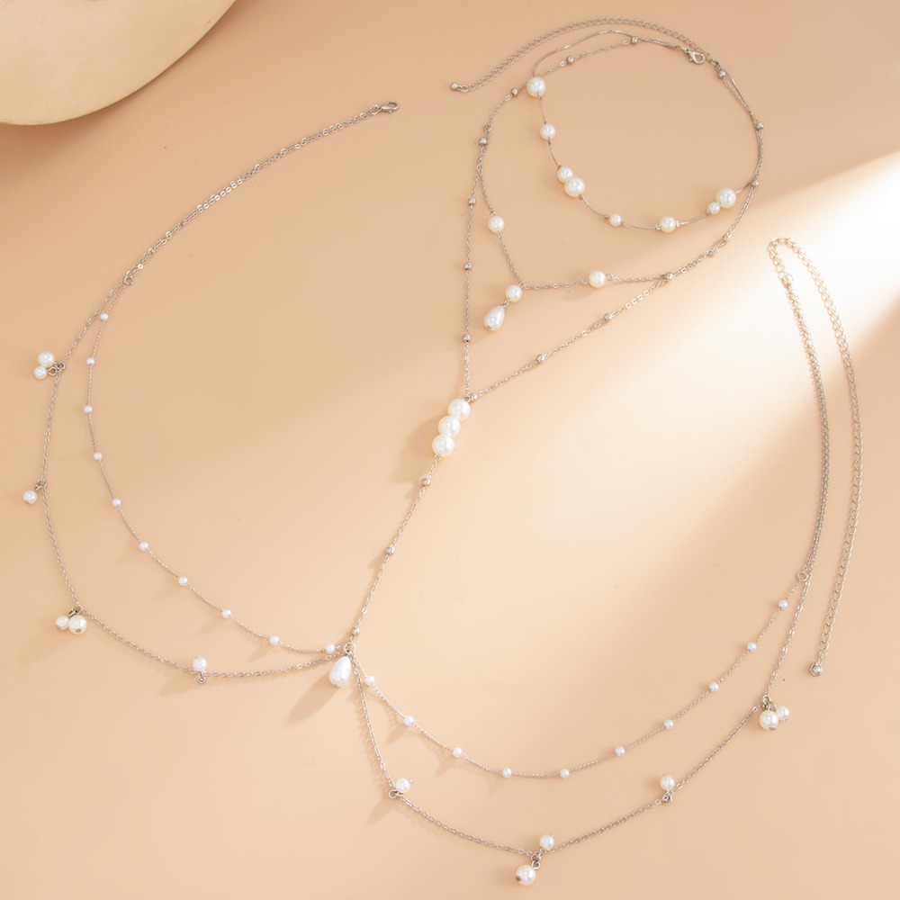 多層模造パールネックレスチェストベリーチェーン一体型ウエスト - Body Jewelry のレビューと価格