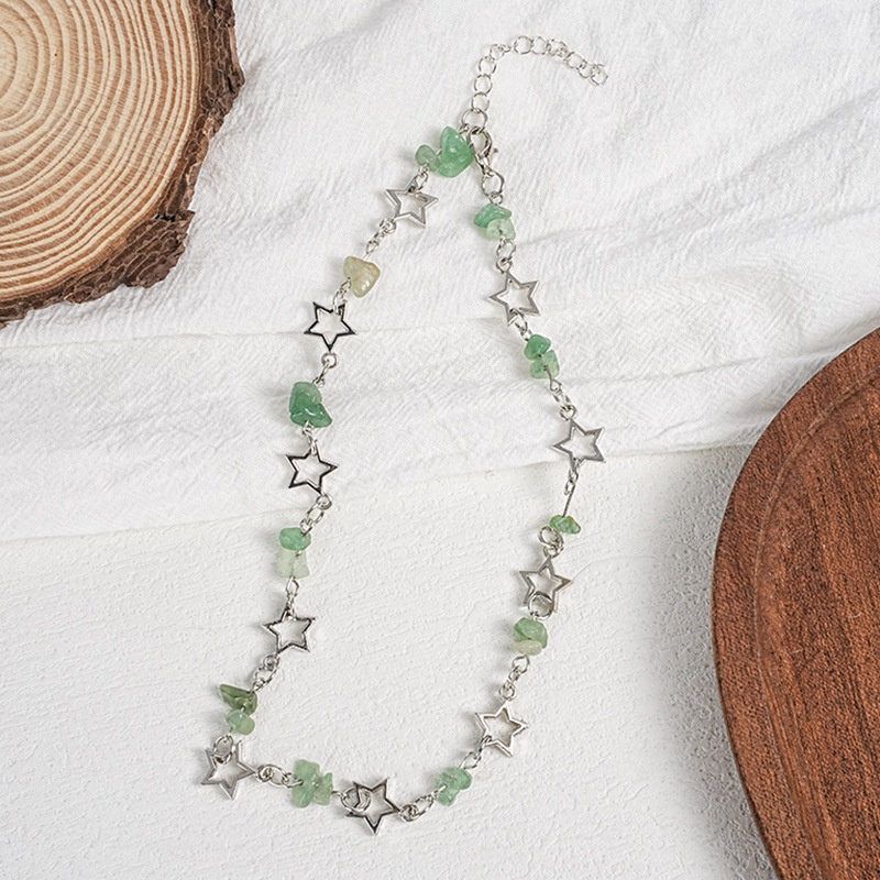 2ピースY2K二層ネックレスセット、中空スターグリーンレトロ - Layered Pendant Necklace Aesthetic のレビューと価格