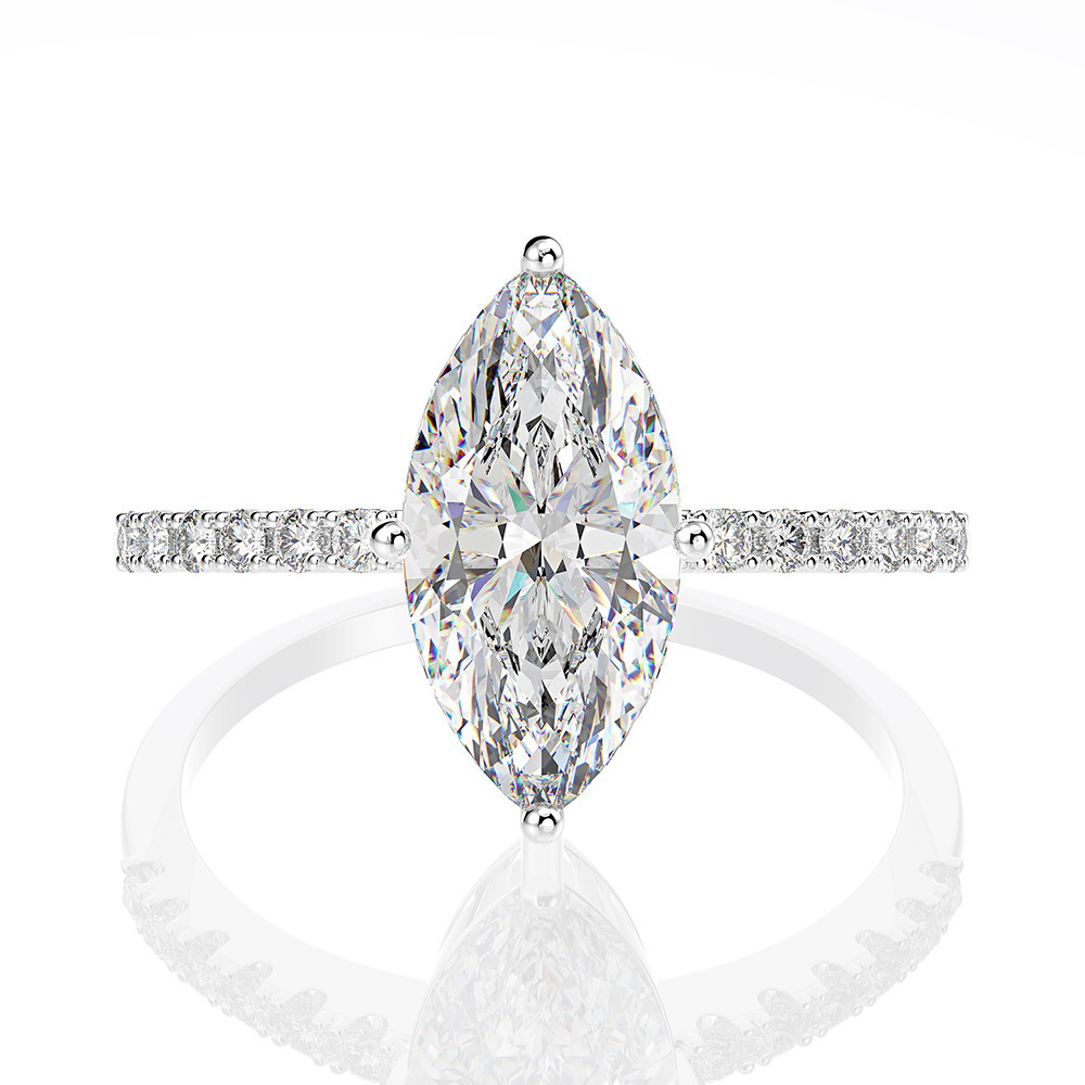 高級リアル 1 カラット D カラーマーキスモアッサナイト結 - Moissanite Engagement Ring 1 Carat のレビューと価格