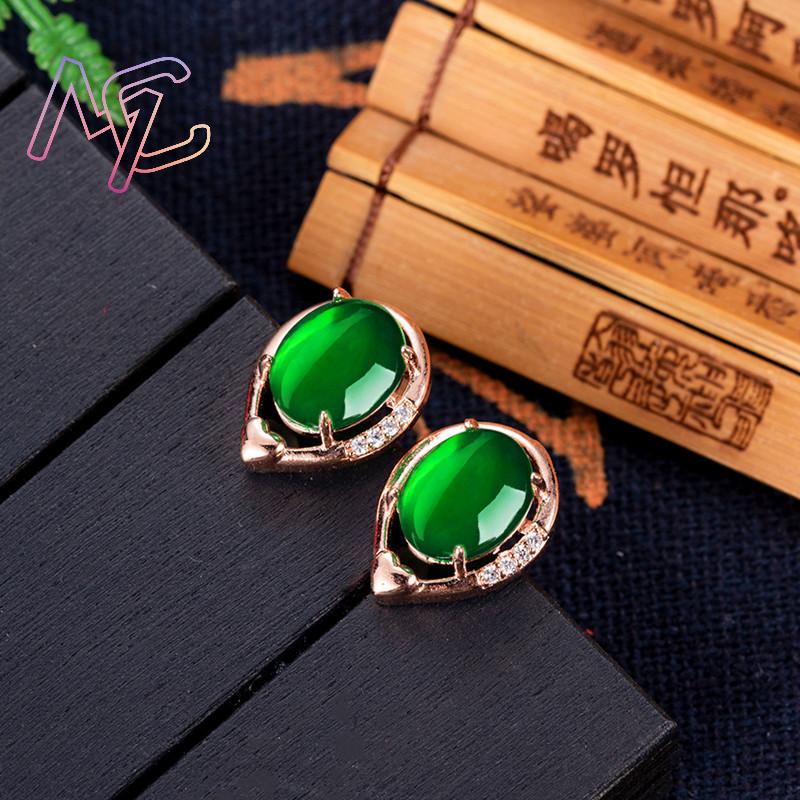 天然翡翠の花のイヤリング,石のイヤースタッド,お守り,ピンク - Earrings のレビューと価格